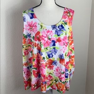 Slinky Brand sleeveless bright floral printed top